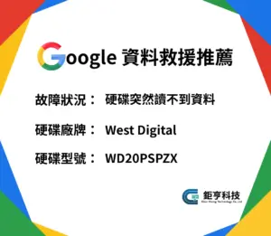 Western Digital WD20SPZX 2.5吋硬碟 讀不到資料